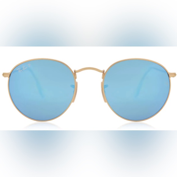 Ray-Ban Gold Frame Sunglasses with Blue Lenses